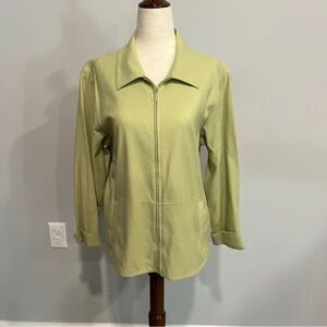 Eileen Fisher Green Quilted Zip Up Jacket Collared‎ Medium